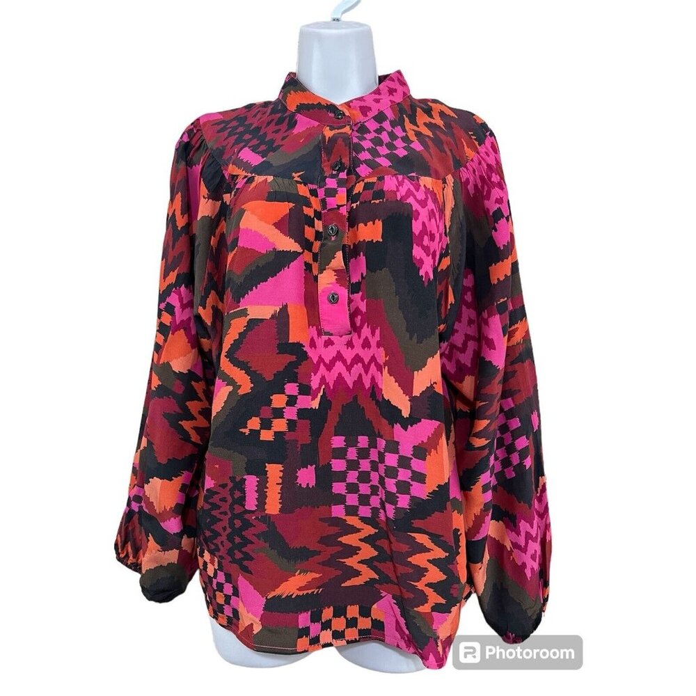 LaRoque Bailey Top Sz L Multicolor Geometric‎ Colorful Abstract Boho Artsy Indie